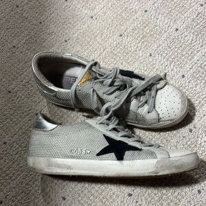 Golden Goose Gray and Black Star Sneakers